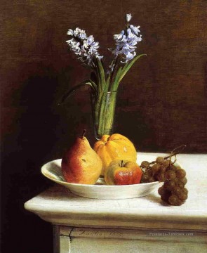  henri - Nature morte Jacinthes et Fruits fleur peintre Henri Fantin Latour